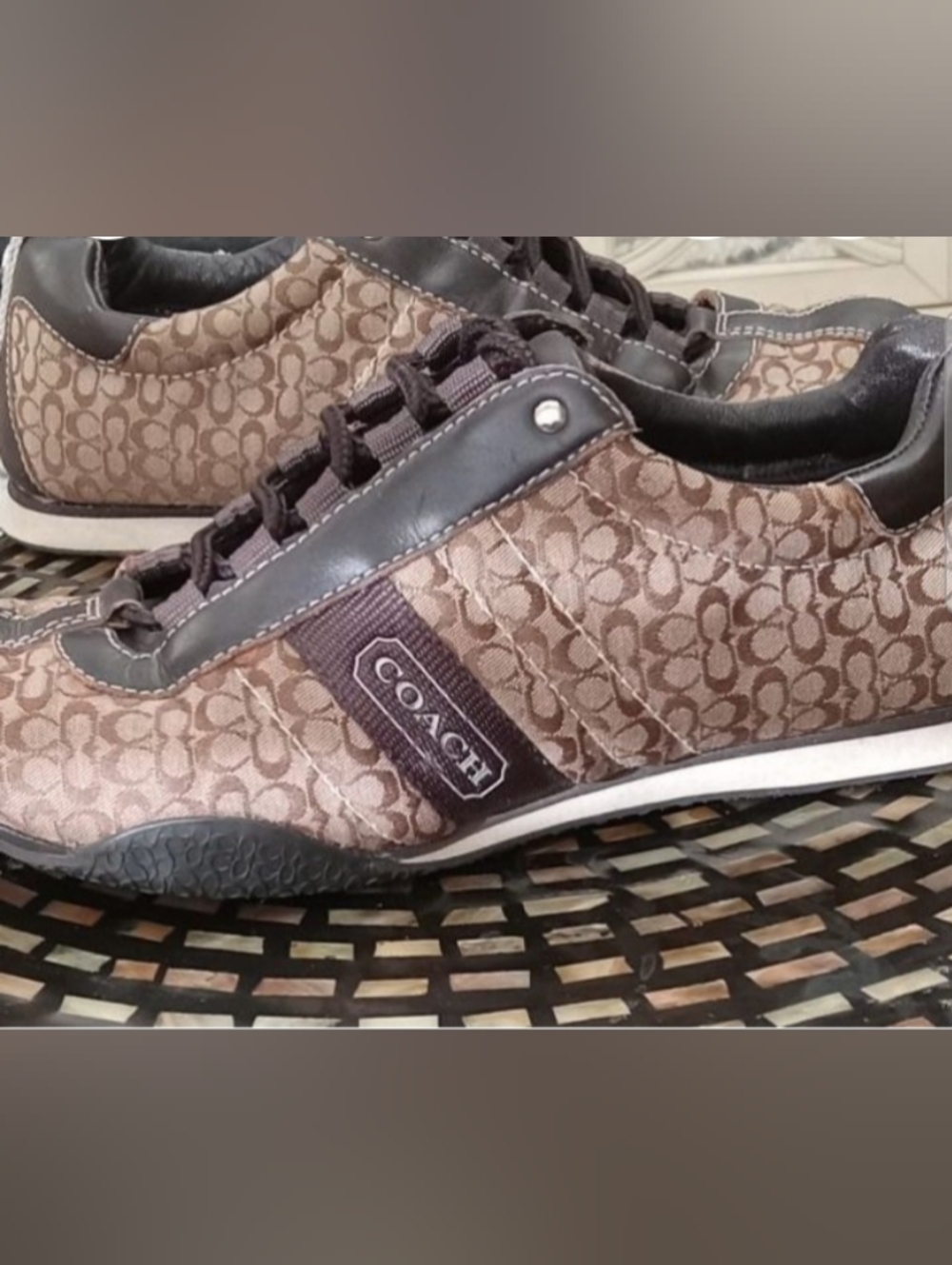 Coach Brown Signature Jacquard Low-Top Sneakers